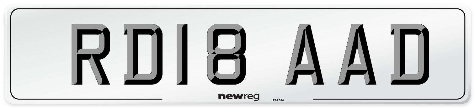 RD18 AAD Number Plate from New Reg